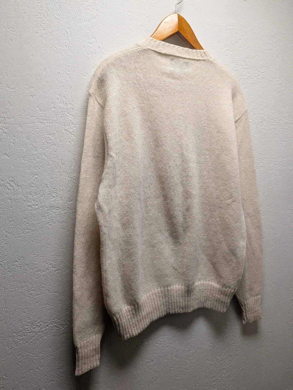 Vintage Puritan Aquamatic Mens XL Beige Wool Blend Crewneck Pullover Sweater